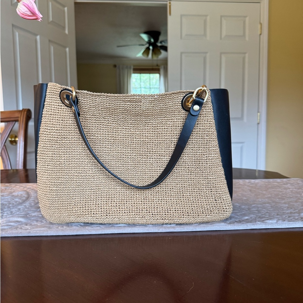 Rag & Bone raffia and leather tote